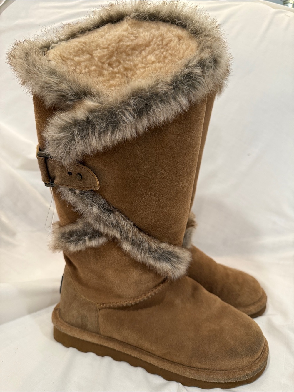 Bear Paw Women's Brown Suede Faux Fur Winter Boots
